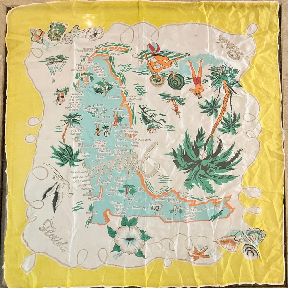 Vintage Silk Print Scarf